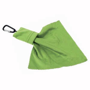 ON™ Snap hook keychain with foldable polyester microfibre screen/lens cleaning cloth