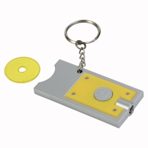ON™ Plastic key ring with shopping trolley token and light