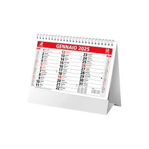 ON™ Monthly desk calendar 2025, 13 sheets on matte coated paper, 2 colours, spiral bound
