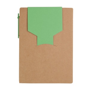 ON™ Recycled-paper notepad with cardboard pen and sticky notes