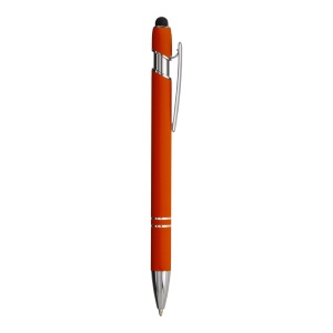 ON™ Rubberized aluminium snap pen with touch screen eraser and metal clip