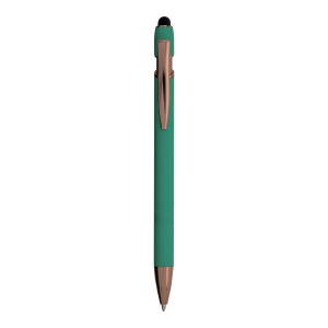 ON™ Rubberized aluminium snap pen with touch screen eraser and metal clip