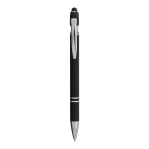 ON™ Rubberized aluminium snap pen with touch screen eraser and metal clip