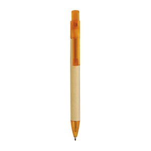 ON™ Push button ball pen with recycled carton barrel and plastic fittings