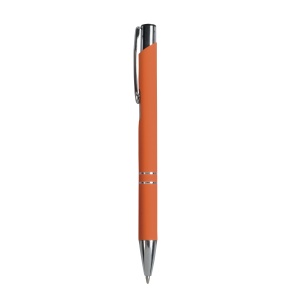 ON™ Aluminium snap pen with rubberised grip with 2 chrome trim rings