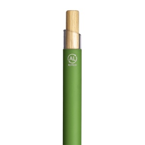 ON™ Rubberized recycled aluminum snap pen. Burnished details , bamboo button