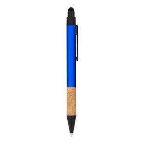 ON™ Recycled aluminium snap pen with cork grip and touchscreen