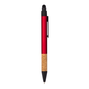 ON™ Recycled aluminium snap pen with cork grip and touchscreen