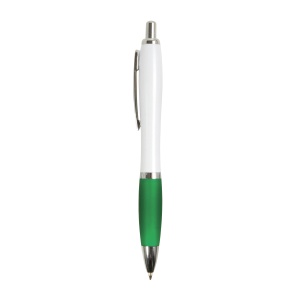 ON™ ABS plastic snap pen with white barrel, Italian flag-coloured grip and metal clip
