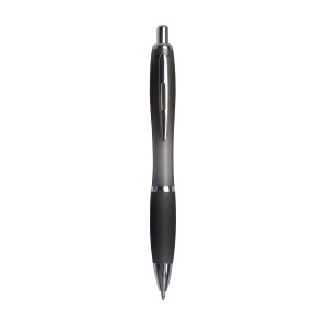 ON™ Plastic snap pen with coloured barrel, matching rubberised grip and metal clip