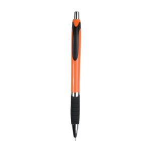 ON™ Plastic snap pen with coloured barrel, rubberised grip and chromed details