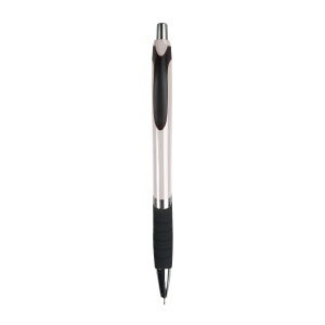 ON™ Plastic snap pen with coloured barrel, rubberised grip and chromed details