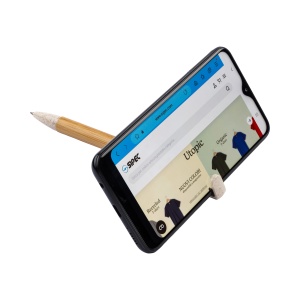 ON™ Bamboo and wheat straw twist pen with mobile phone stand