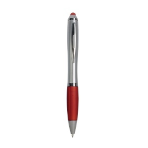 ON™ Plastic twist pen with silver barrel, rubberised coloured grip