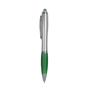 ON™ Plastic twist pen with silver barrel, rubberised coloured grip