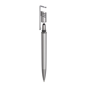 ON™ Plastic twist pen with metallic barrel, mobile phone holder and rubber touch