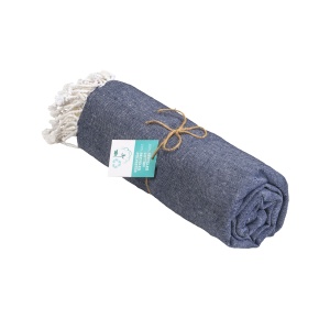 ON™ Recycled cotton fringed beach towel, size 90x170 cm