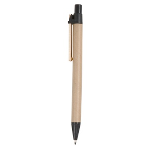 ON™ Recycled paper snap pen, coloured PP and wheat straw details, wooden clip