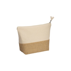 ON™ 290g/ m2 cotton beauty case , with jute base and zip closure