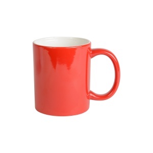 ON Cană ceramică roșie, calitate A, interior alb, potrivită pentru mașinile de spălat vase și cuptorul cu microunde (0,32 L)