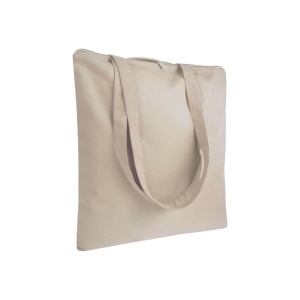 ON Geantă de cumpărături din bumbac 220 g/m2, mânere lungi, închidere cu fermoar