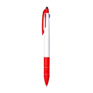 ON Plastic snap pen with 3 refills in blue, black and red, and touchscreen rubber tip - Img 14