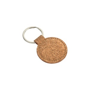 ON Round metal and cork keychain