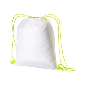 ON Rucsac din poliester alb 210T cu închidere tip șnur și șnururi colorate