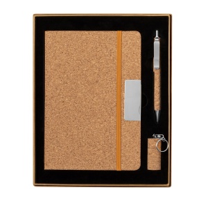 Patrick - Set Cork Notepad Hard Cover. 80 Sheets. Pen. USB Memory 16GB