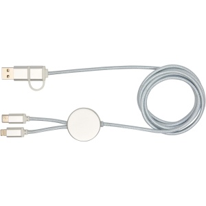 PF™ Alasia 5-in-1 recycled aluminium and plastic 150 cm data sync and 27W fast charge cable