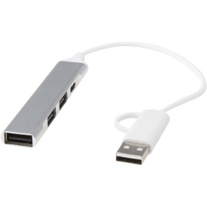 PF™ Alkaid hub 4 porturi din aluminiu reciclat cu USB-A și Type-C și intrare dublă - Img 1