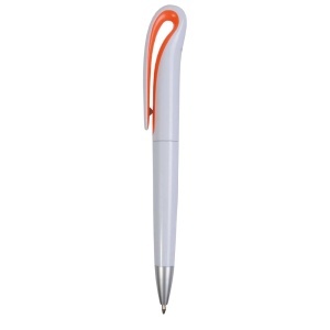 Plastic snap pen with white barrel and curved clip with coloured inside, jumbo refill - Img 5