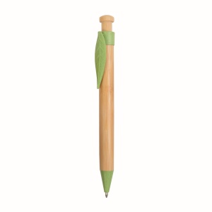 Push button ball pen with bamboo barrel and wheat-straw (50%) and PP (50%) fittings - Img 3