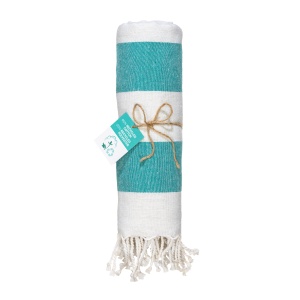 Recycled cotton fringed beach towel, size 90x170 cm - Img 9