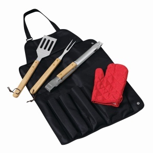 TOP GREAT BBQ - BBQ apron with BBQ set