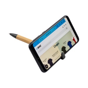 Bamboo and wheat straw twist pen with mobile phone stand - Img 15