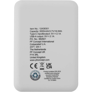 PF Baterie externă Asama 5000 mAh tip C din plastic reciclat