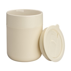 Cană ceramică acoperită cu silic de 300 ml. Capac detașabil din PP cu deschidere glisantă. - Img 2