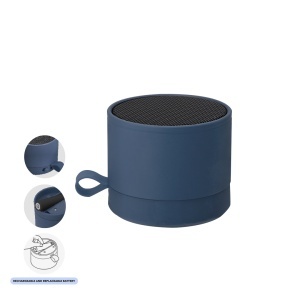 Edgor - Difuzor metalic. Finisaj cauciucat. Conexiune Bluetooth. Putere sonoră 3W. Baterie reîncărcabilă și înlocuibilă 500 mAh.