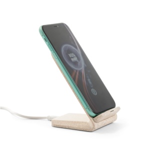 hi!™ ENGLERT Suport pentru smartphone cu încărcător wireless ultrarapid de 15 W din ABS reciclat (100% rABS) și bambus