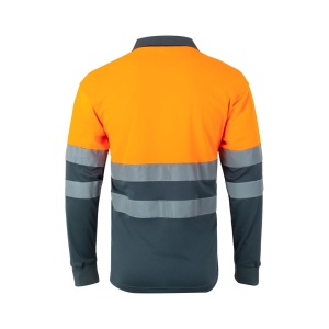 hi!™ VL VULCAN Tricou polo bicolor cu ochi de pasăre (160g/m²) cu mâneci lungi, din poliester (100%)