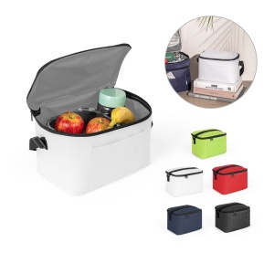 HI CANCUN. Thermal bag in 600D recycled polyester with adjustable webbing strap 7 L
