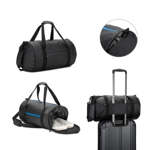 HI OSASCO SPORT. Geantă sport cilindrică din poliester reciclat 600D de înaltă densitate cu compartiment lateral pentru pantofi