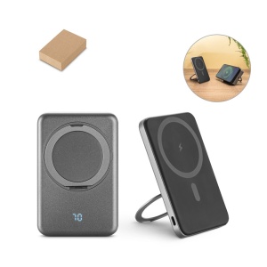 HI WARSHEL 5. 5'000 mAh magnetic power bank with 15W superfast wireless charger in recycled ABS (100% rABS) with stand