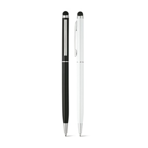HI ZOE BK. Ball pen with touch tip in aluminium