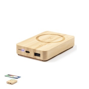 MAK Dobson - Power Bank Bamboo/ Cork Wireless 15W. Magnetic. 5000 mAh. USB Output. Type C Output and Input - Img 6