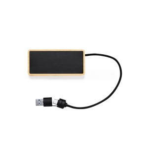 MAK Ginger - USB Hub Bamboo Led Lights. 1 Hub Type C. 2 Hubs USB 2.0
