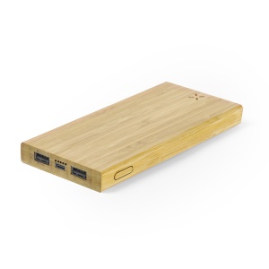 MAK Kalery - Power Bank Bamboo Wireless 5W. 6000 mAh. 2 USB Outputs. Type C Output and Input