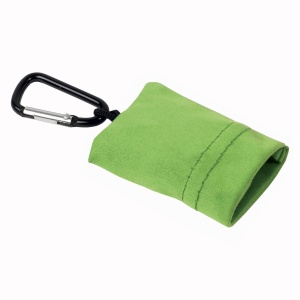 ON™ Snap hook keychain with foldable polyester microfibre screen/lens cleaning cloth