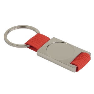 ON™ Aluminium and nylon key chain. Centre to be customised with resin logo